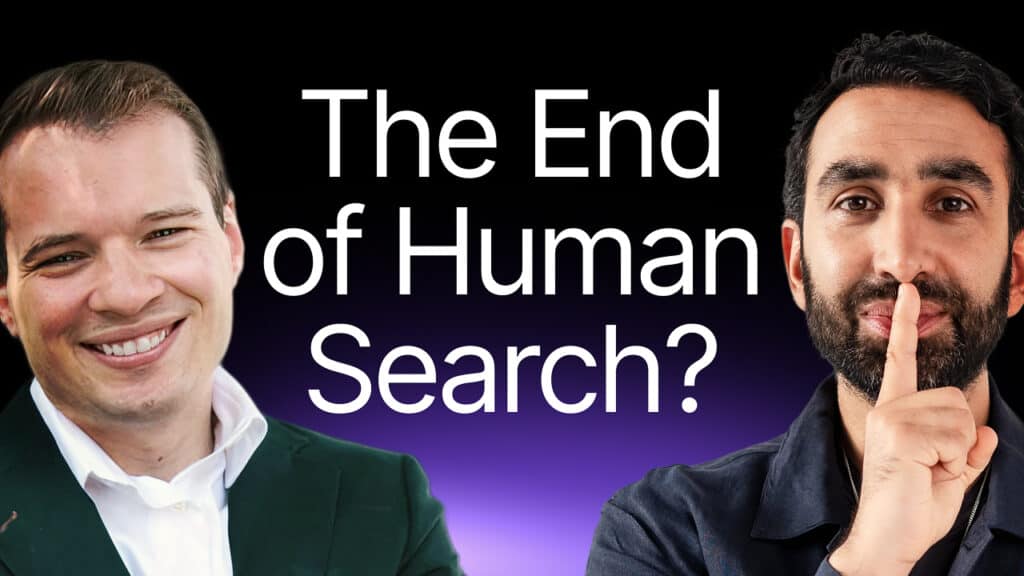 Manick Bhan discusses the future of search technology with a thoughtful gesture.